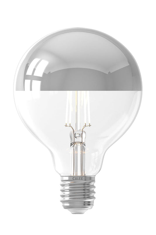 Calex Top Mirror Bulb - E27 - Filament - G95 - Chrome - 3.5W -Dimmable