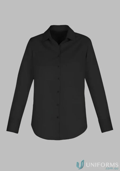 Women’s Camden Cotton Rich long sleeve shirt shown in Black, perfect for casual style