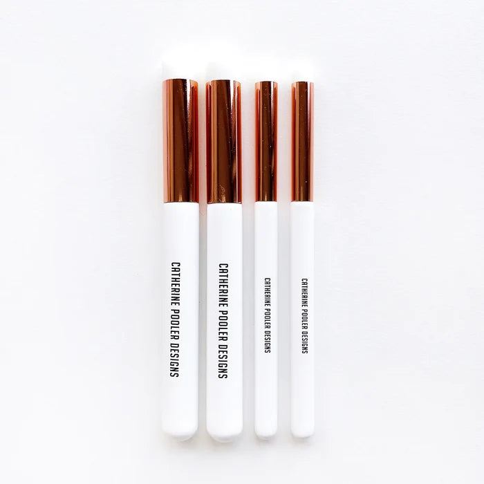 Catherine Pooler - Detail Blending Brushes - 4 pack. Add fine detail or blend multiple colors with ease when stenciling with the Detail Blending Brush Set. These sets include 4 synthetic, soft-bristle blending brushes in two sizes. Available at Embellish Away located in Bowmanville Ontario Canada.