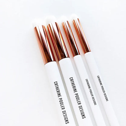 Catherine Pooler - Detail Blending Brushes - 4 pack. Add fine detail or blend multiple colors with ease when stenciling with the Detail Blending Brush Set. These sets include 4 synthetic, soft-bristle blending brushes in two sizes. Available at Embellish Away located in Bowmanville Ontario Canada.