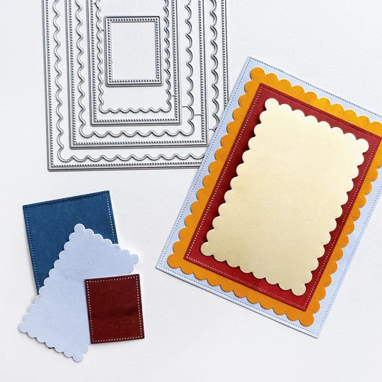 Catherine Pooler - Frame Die - Dots & Scallops. One of our favorites is the Scallops & Dots layering dies, but sometimes we wanted our layers to work the other way around...so introducing the Dot & Scallops Dies. Available at Embellish Away located in Bowmanville Ontario Canada.