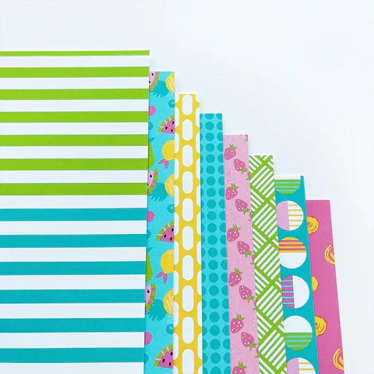 Catherine Pooler - Patterned Paper - Bubbleberry. Bubbleberry Patterned Paper is a joyous mix featuring a party combo of It's a Girl, Limoncello, Lime Rickey, Cummerbund, Aquatini and Pucker Up. Available at Embellish Away located in Bowmanville Ontario Canada.