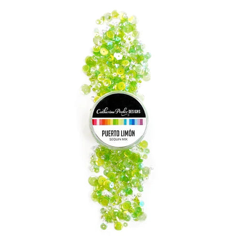 Catherine Pooler - Sequin Mix - Puerto Limon. Picture it. Sipping a cold, citrusy drink on the beaches of Costa Rica and enjoying some rest and relaxation. That's the inspiration behind the zesty Puerto Limón Sequin Mix! Available at Embellish Away located in Bowmanville Ontario Canada.