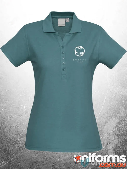 Teal polo shirt from CENTRAL Ladies work uniforms, perfect for uniforms and workwear