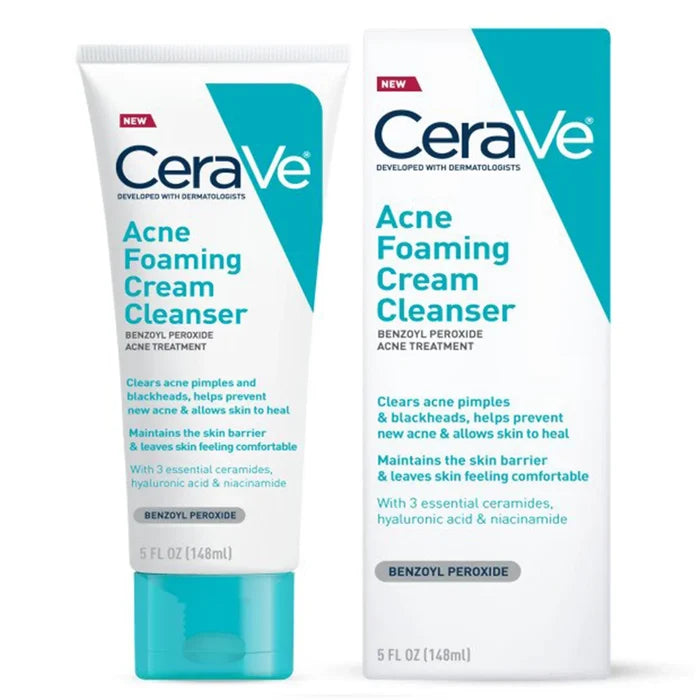 CeraVe Acne Foaming Cream Cleanser – 148ml | Clears Acne & Prevents Breakouts