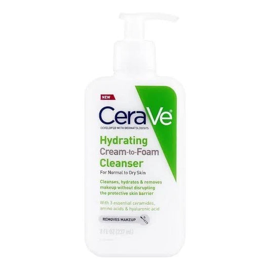CeraVe Hydrating Cream-to-Foam Cleanser – 237ml | For Normal to Dry Skin