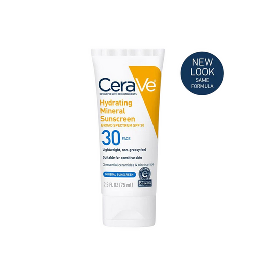 CeraVe Hydrating Mineral Sunscreen SPF 30 – 75ml | Broad Spectrum Face Lotion