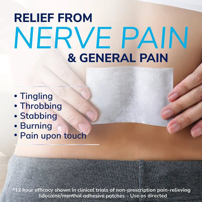 Dr Scholls Clinical Strength 12-Hour Pain Relief Hydrogel Patch applied to lower back