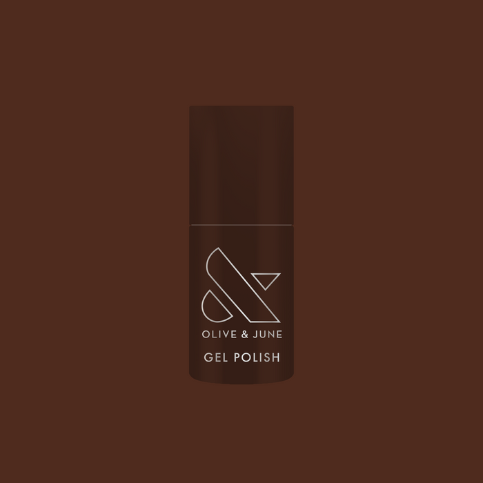 CN - Gel polish bottle in a silky sable brown shade for a rich, long-lasting mani by Olive and June