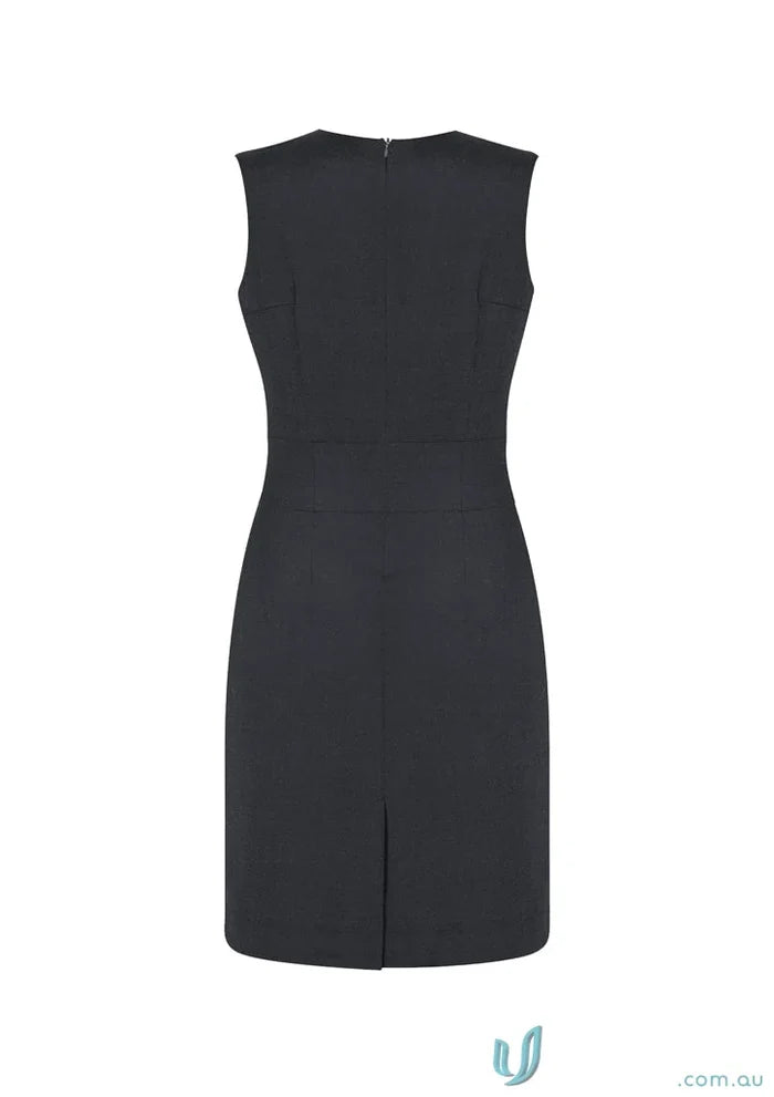 Stylish black wool sleeveless V neck dress for women’s sleeveless outfits