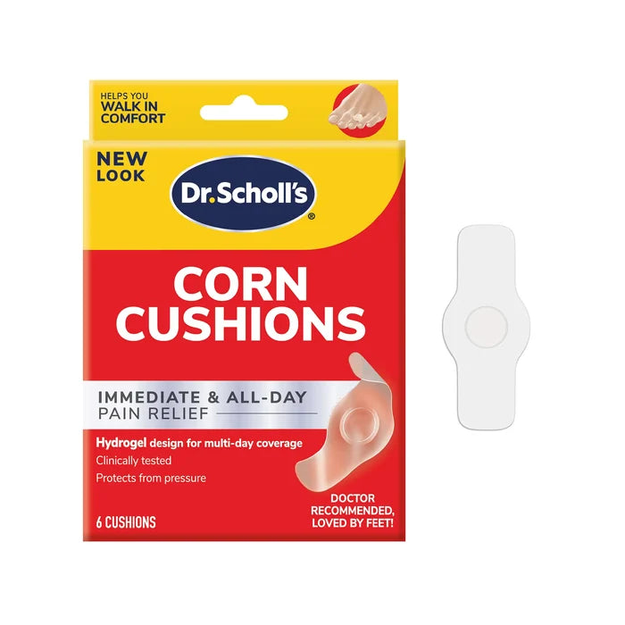 Dr. Scholl's corn cushions hydrogel pain relief pack with white cushion pad