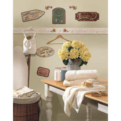 Country Signs Peel & Stick Wall Decals Laundry Kitchen Bathroom Stickers - EonShoppee
