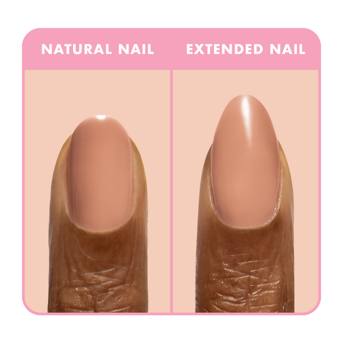Creme Caramel - Builder Gel on natural and extended nails with a smooth, sheer toasted taupe gel polish manicure