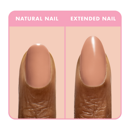 Creme Caramel - Builder Gel on natural and extended nails with a smooth, sheer toasted taupe gel polish manicure
