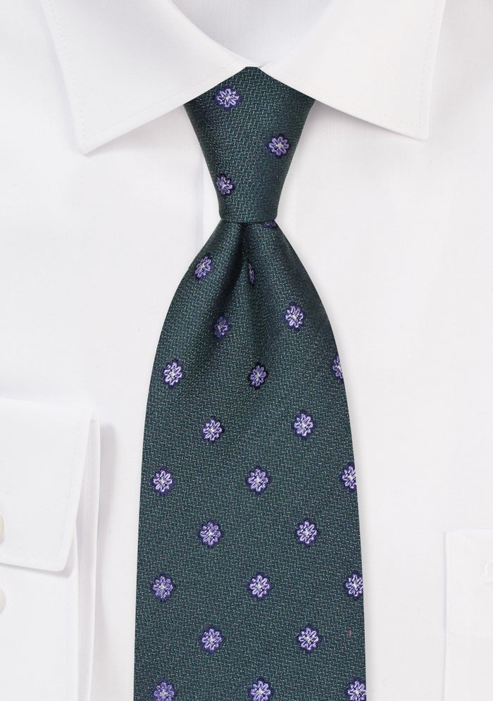 Dark Green and Blue Floral Tie