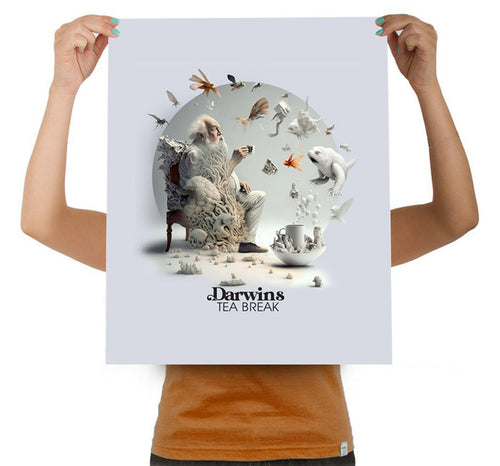 Darwins Tea Break Grey 16" X 20" Art Print
