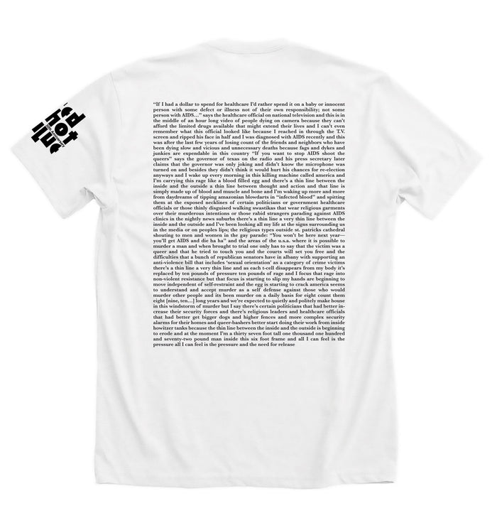 David Wojnarowicz T-Shirt - NYC AIDS Memorial + RED HOT back