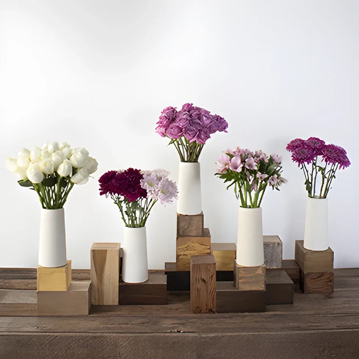 purple diy wedding flowers with roses and cremons