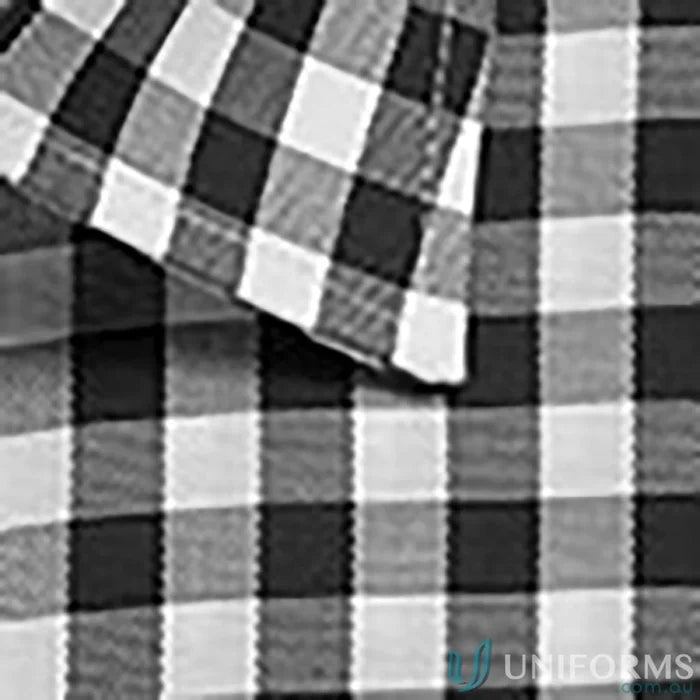 Black and white checkered royal oxford fabric with a folded edge, easy iron silk protein shirt