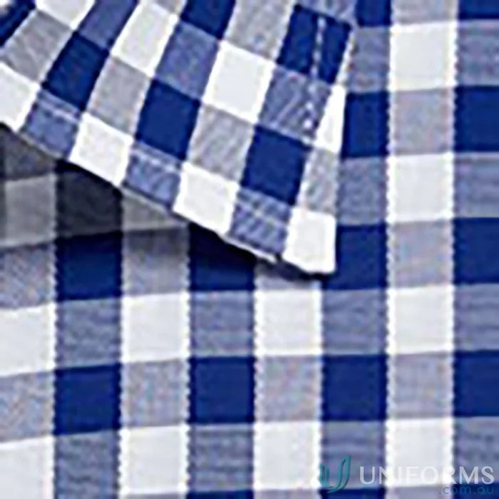Blue and white gingham fabric from Degraves Royal Oxford shirt, easy iron silk protein feel