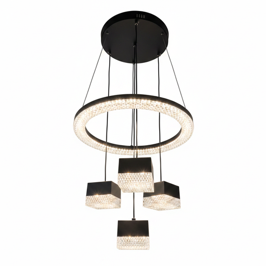 DL-0034 LED crystal ring chandelier - clean white background render
