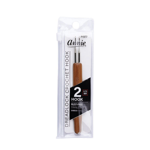 ANNIE dreadlocks crochet needle 2 hook set with rust-free stainless steel and bamboo handle