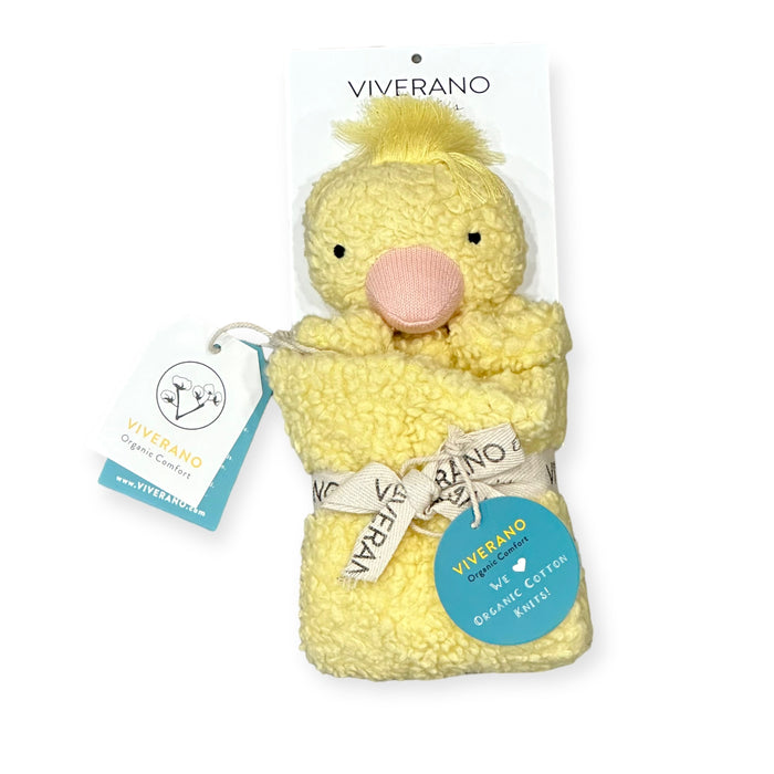 DUCKLING - Organic SHERPA Lovey Baby Security Blanket Cuddle Cloth (Packaged)