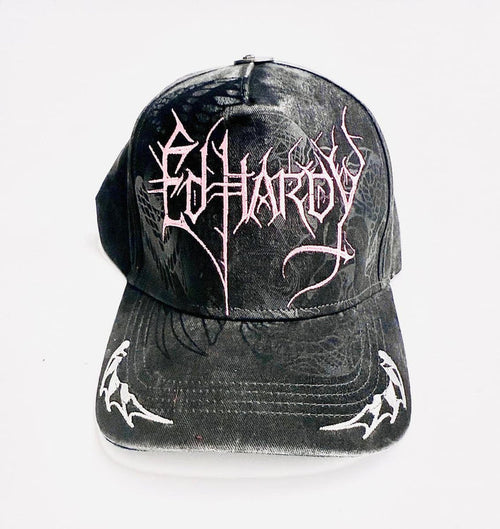 Ed Hardy Cyber Logo Trucker Hat - Washed Grey