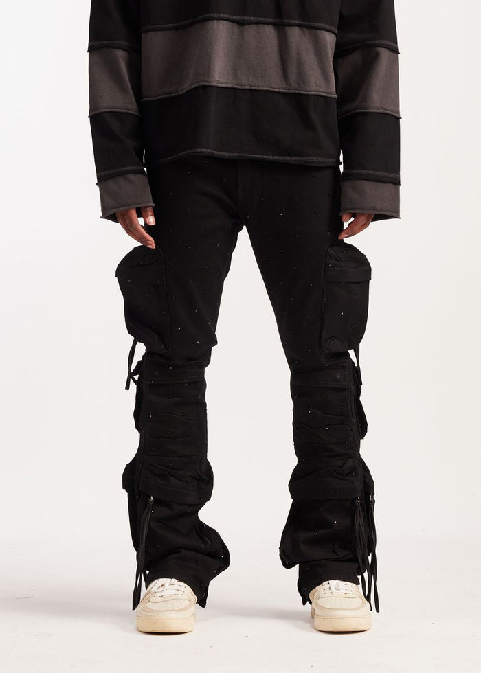 Embellish Icey Black Hawk Cargo Denim Jeans (EMB-S26-26)