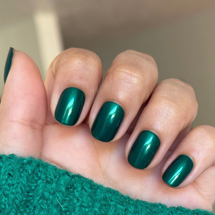 Emerald Chrome - Tab Press-On | Extra Short | Squoval