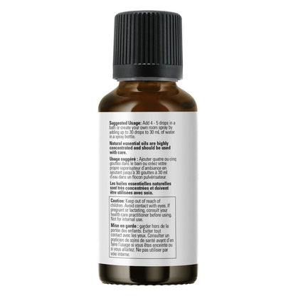 Bottle of NOW Essential Oil Blend - Myrrh 20% - commiphora myrrha Back