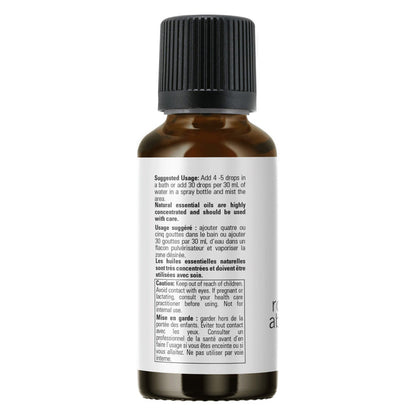 Bottle of NOW Essential Oil Blend - Rose Absolute 5% - rosa damascena Back