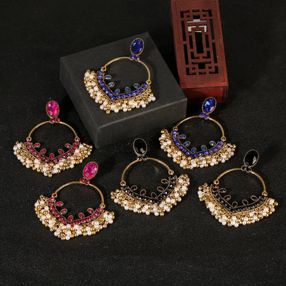 Exclusive Blue Over Sized Chandbali Earrings Ethnic Indian Jewelry Long Jhumka Earrings