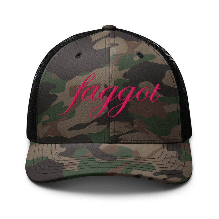 large Faggot Camo Black Mesh Trucker Snapback Hat