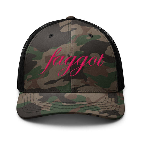large Faggot Camo Black Mesh Trucker Snapback Hat