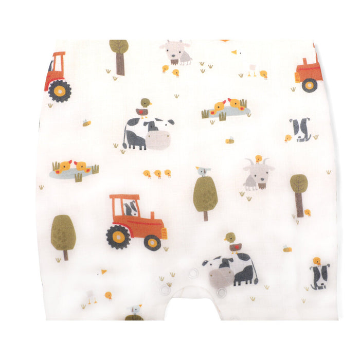 Farm Sleeveless Short Pocket Romper (Organic Muslin) Viverano