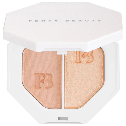 Fenty Beauty Killawatt Freestyle Highlighter Duo in various shades, featuring shimmering powder highlighters in sleek packaging.