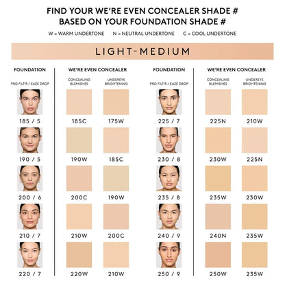 Fenty Beauty We're Even Hydrating Longwear Waterproof Concealer in various shades, showing the sleek packaging and applicator.