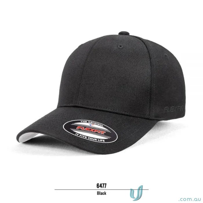 Black Flexfit Baseball Cap, premium wool cap, stylish wool blend hat for men