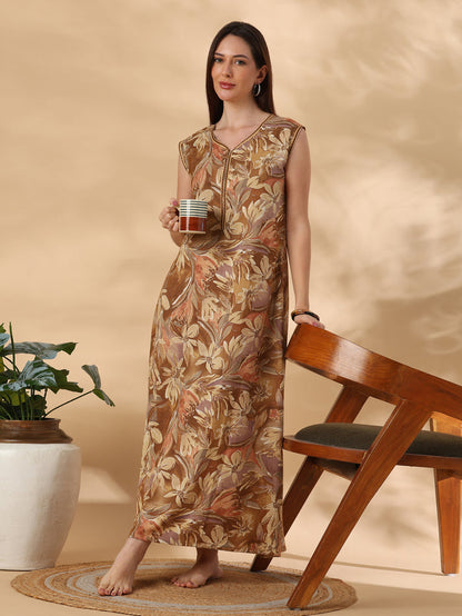 Elegant and premium yellow alpine nightydress for women