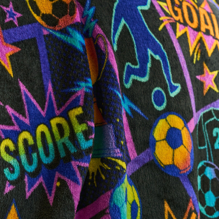 Football Comic Print Fleece Throw - Black 🇬🇧