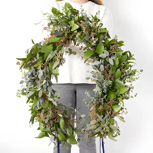 Floppy Greenery wreath close up