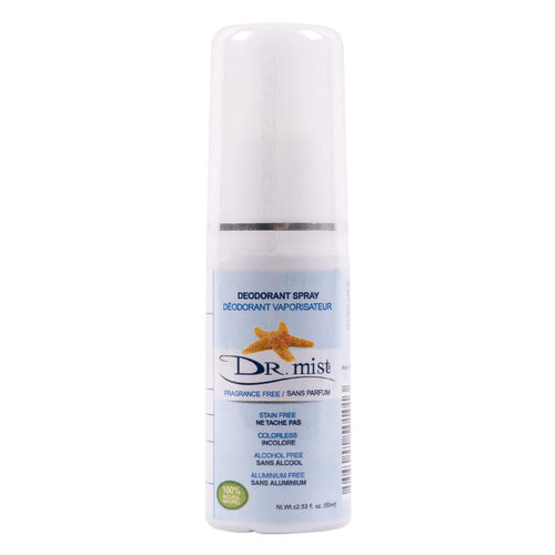 Spray Bottle of Dr. Mist Fragrance Free Deodorant Spray 50 Milliliters