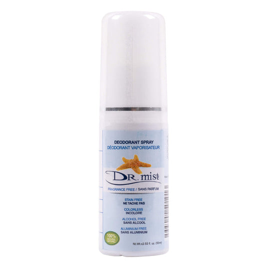 Spray Bottle of Dr. Mist Fragrance Free Deodorant Spray 50 Milliliters