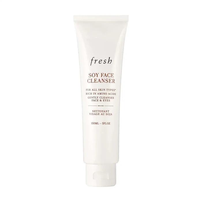 Fresh Soy Hydrating Gentle Face Cleanser in 150ml bottle, showcasing the clear gel formula and sleek packaging.