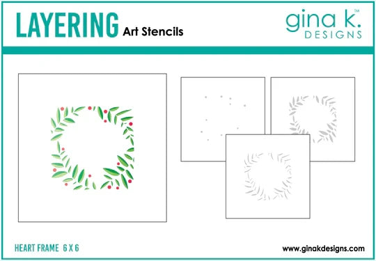 Gina K. Designs - BUNDLE Stencil & Die Set - Heart Frame. Available at Embellish Away in Bowmanville Ontario Canada.