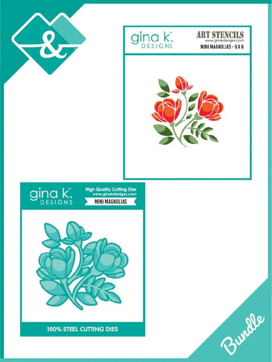 Gina K. Designs - BUNDLE Stencil & Die Set - Mini Magnolia. Available at Embellish Away in Bowmanville Ontario Canada.