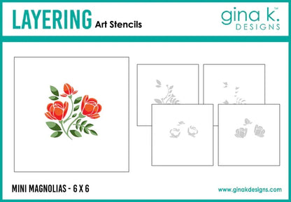 Gina K. Designs - BUNDLE Stencil & Die Set - Mini Magnolia. Available at Embellish Away in Bowmanville Ontario Canada.