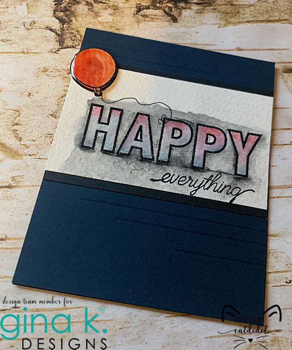 Gina K. Designs - Stamp & Die Set - Whole Lotta Happy. Whole Lotta Happy is a stamp & Die set by Beth Silaika. Use the Die set to build up and create dimension plus easy to cut out even to use as silhouettes. Made in the USA. Available at Embellish Away located in Bowmanville Ontario Canada. Example by brand ambassador.