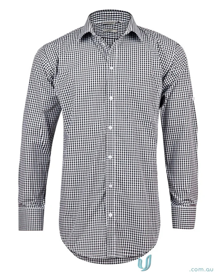 Mens gingham check Long-sleeved Roll Up Shirt from Winning Spirit for comfortable workwear